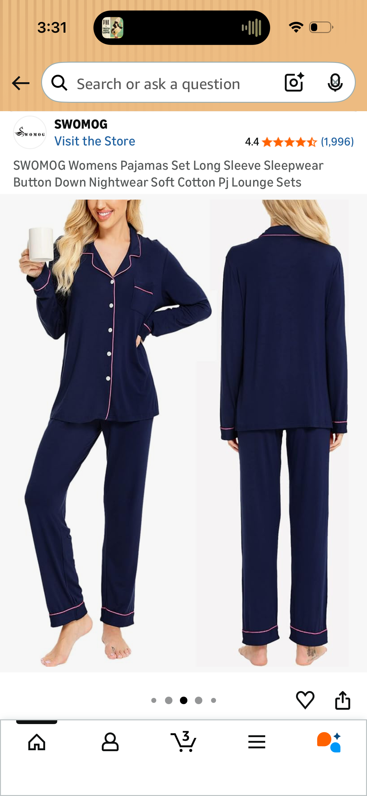 Soft Womens Pajamas Sets Long Sleeve Modal Loungewear Set V-Neck Button Down Sleepwear Bridesmaid Pajamas, Navy (Size Large)