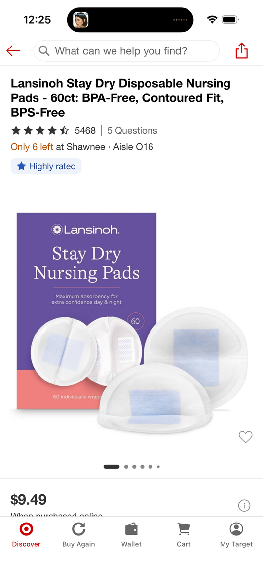 Lansinoh Stay Dry Disposable Nursing Pads - 60ct: BPA-Free, Contoured Fit, BPS-Free