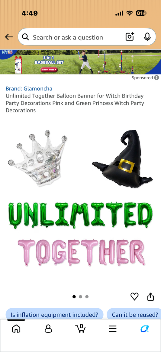 Unlimited Together Balloon Banner for Witch Birthday Party Decorations Pink and Green Princess Witch Party Decorations