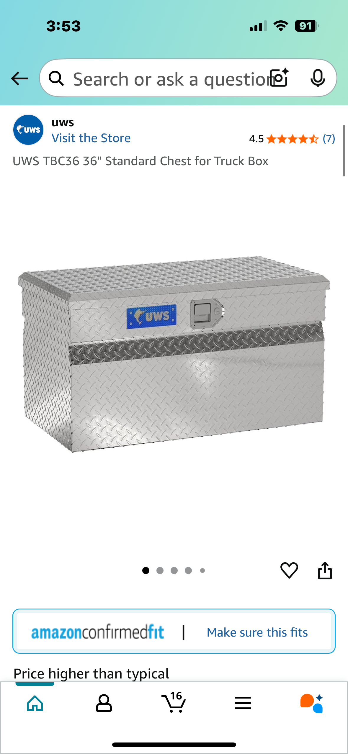 UWS Bright Aluminum 36" Utility Chest Box Model TBC-36 (G837)