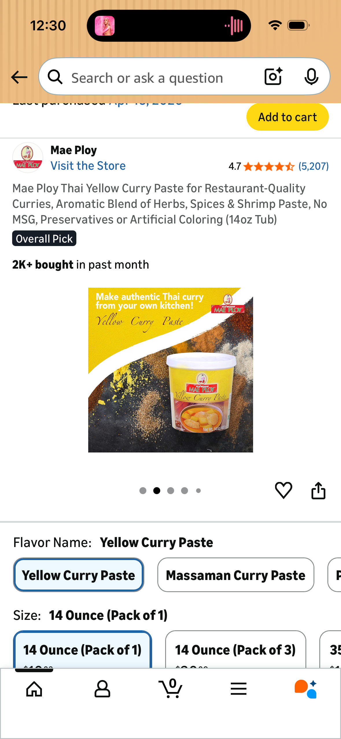 Mae Ploy Thai Yellow Curry Paste for Restaurant-Quality Curries, Aromatic Blend of Herbs, Spices & Shrimp Paste, No MSG, Preservatives or Artificial Coloring (14oz Tub) (Copy)