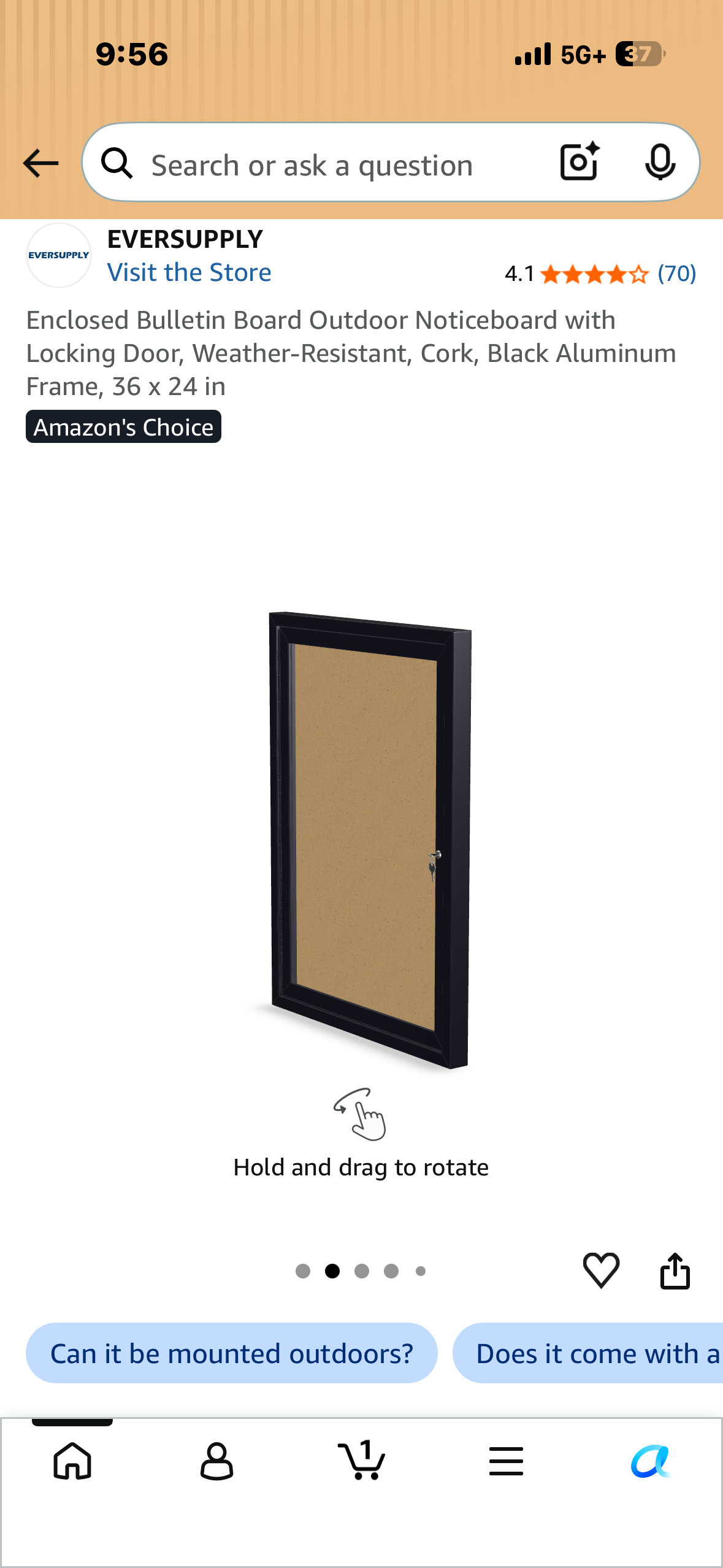 Enclosed Bulletin Board Outdoor Noticeboard with Locking Door, Weather-Resistant, Cork, Black Aluminum Frame, 36 × 24 in