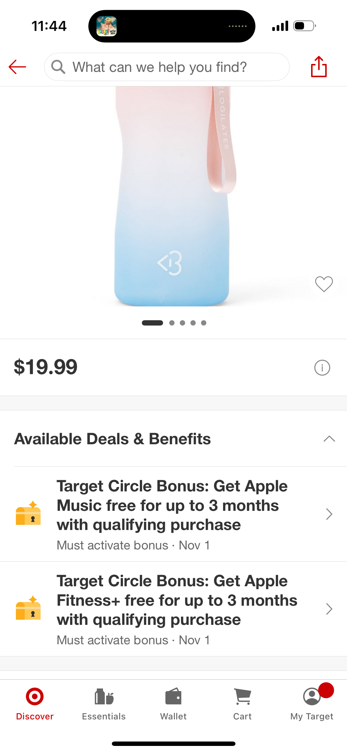 Blogilates 64oz Half Gallon Plastic Water Bottle - Blue Ombre: BPA-Free PETG, Portable Drinkware