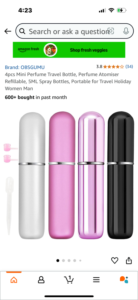 ‼️2 for $3‼️ Mini Perfume Travel Bottle, Perfume Atomiser Refillable, 5ML Spray Bottles, 8pcs Total