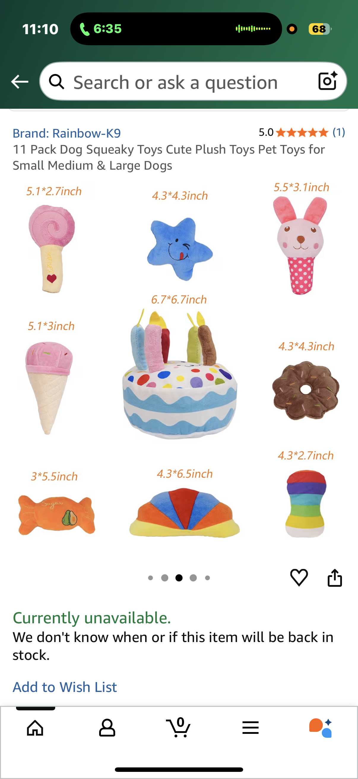 Rainbow-K9 11 Pack Dog Squeaky Toys Cute Plush Toys Pet Toys for Small Medium & Large Dogs Birthday Squeaky Cake Toys Dog