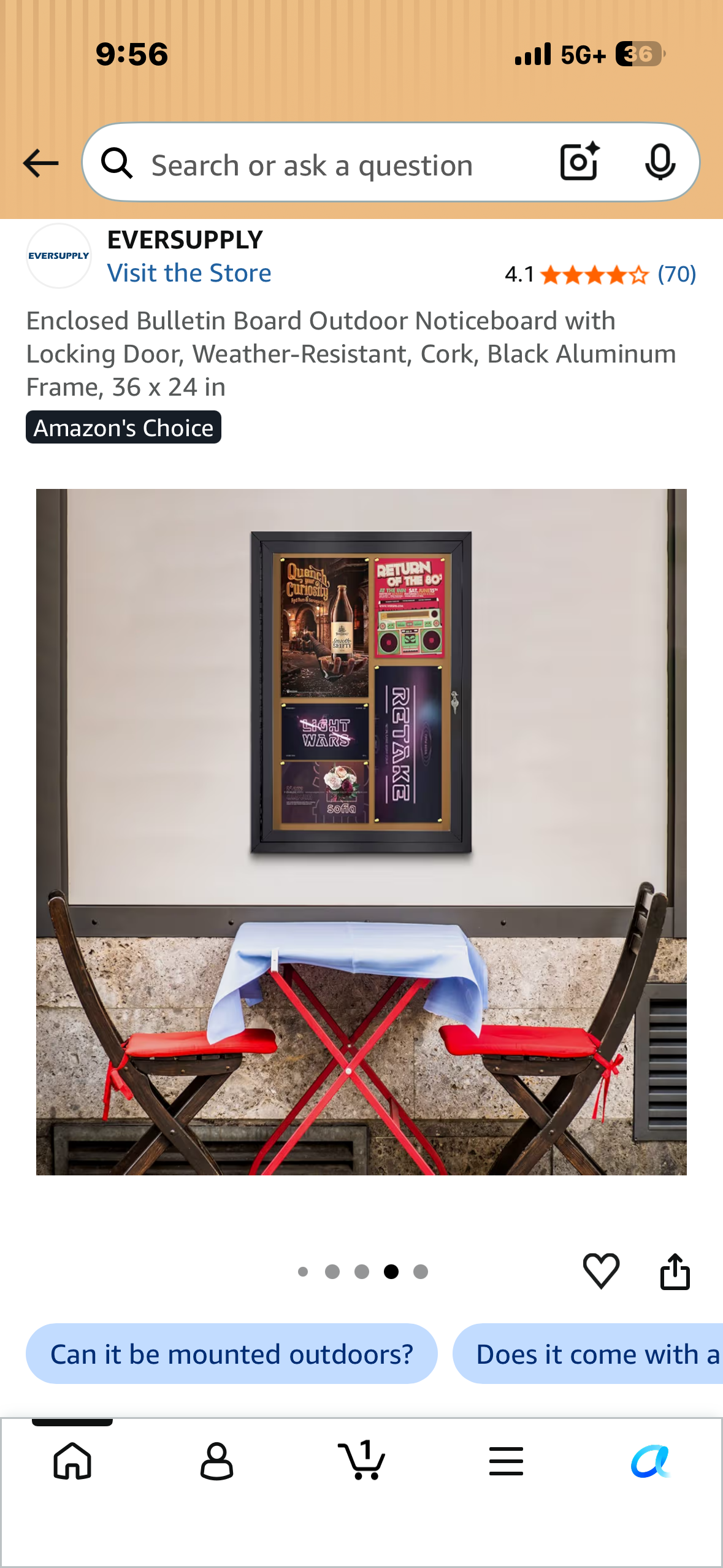 Enclosed Bulletin Board Outdoor Noticeboard with Locking Door, Weather-Resistant, Cork, Black Aluminum Frame, 36 × 24 in