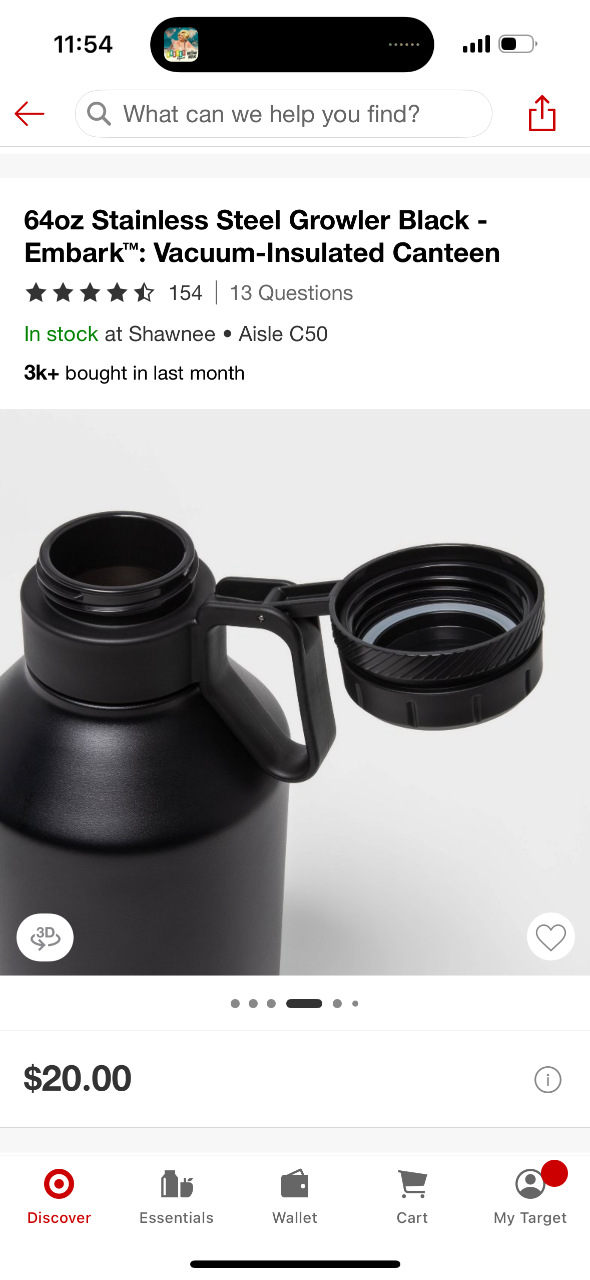 64oz Stainless Steel Growler Pink - Embark™: Vacuum-Insulated Canteen