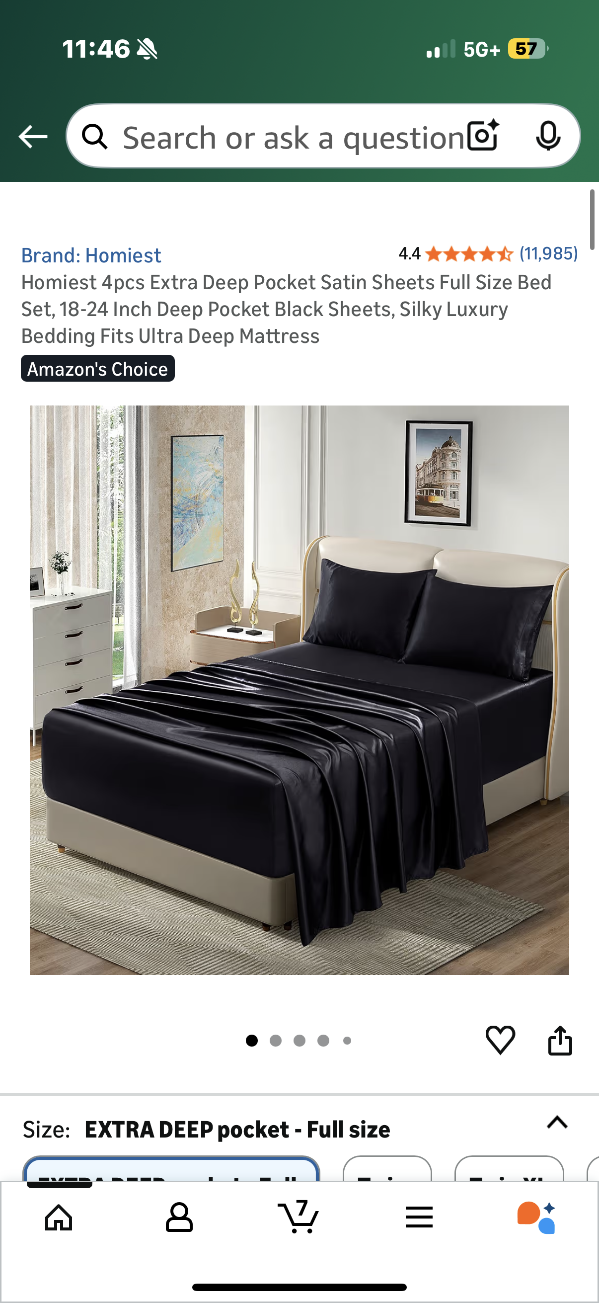 Homiest 4pcs Extra Deep Pocket Satin Sheets Full Size Bed Set, 18-24 Inch Deep Pocket Black Sheets, Silky Luxury Bedding Fits Ultra Deep Mattress