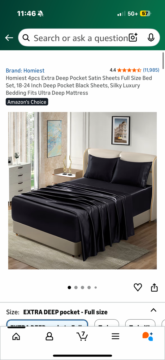 Homiest 4pcs Extra Deep Pocket Satin Sheets Full Size Bed Set, 18-24 Inch Deep Pocket Black Sheets, Silky Luxury Bedding Fits Ultra Deep Mattress