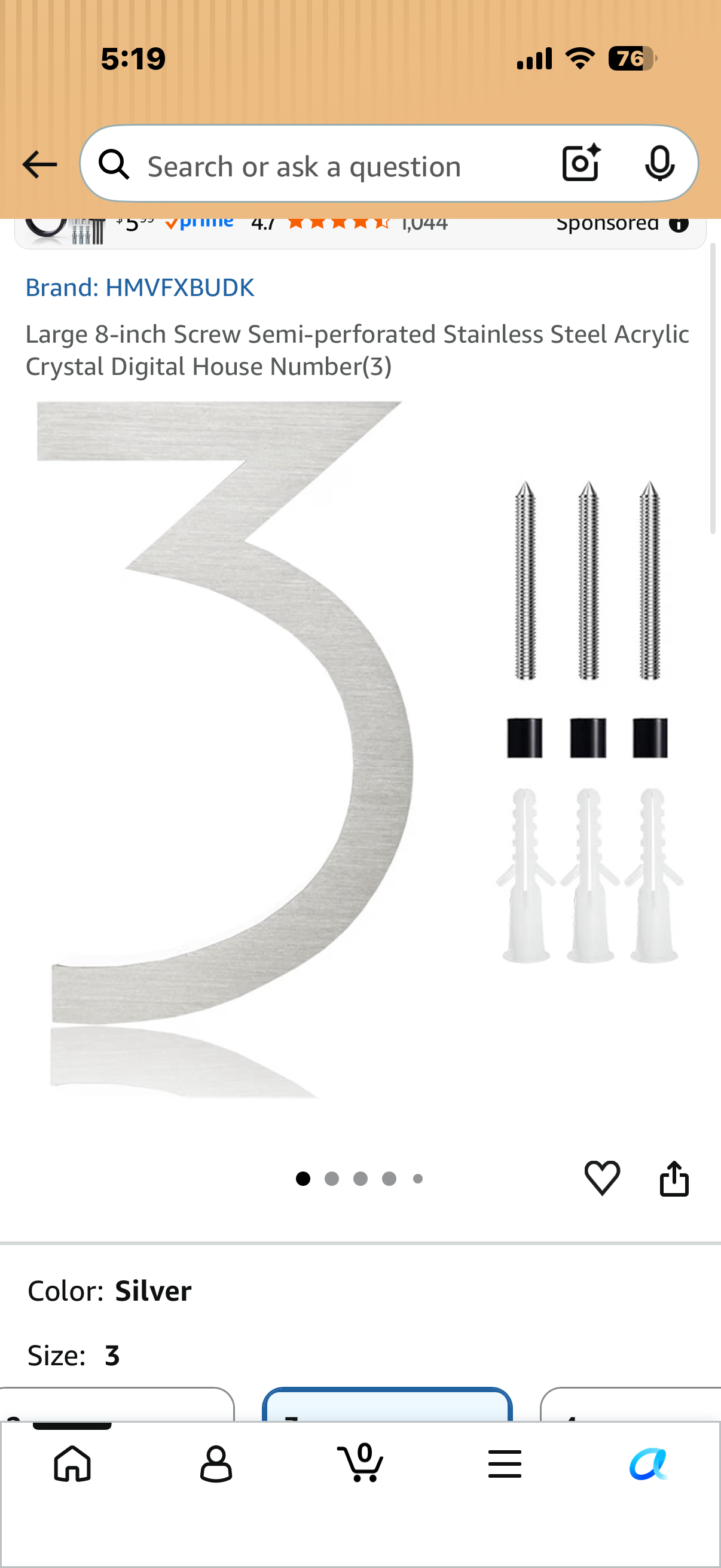 Large 8-inch Screw Semi-perforated Stainless Steel House Signage