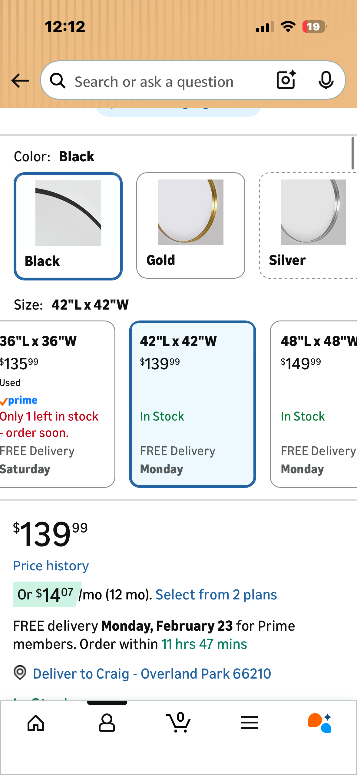 42 Inch Round Bathroom Mirror - Black Wall Mounted Circle Mirror with Metal Frame, Modern Round Hanging Mirror Suitable for Bathroom, Vanity, Entryway, Living Room 
(M498)