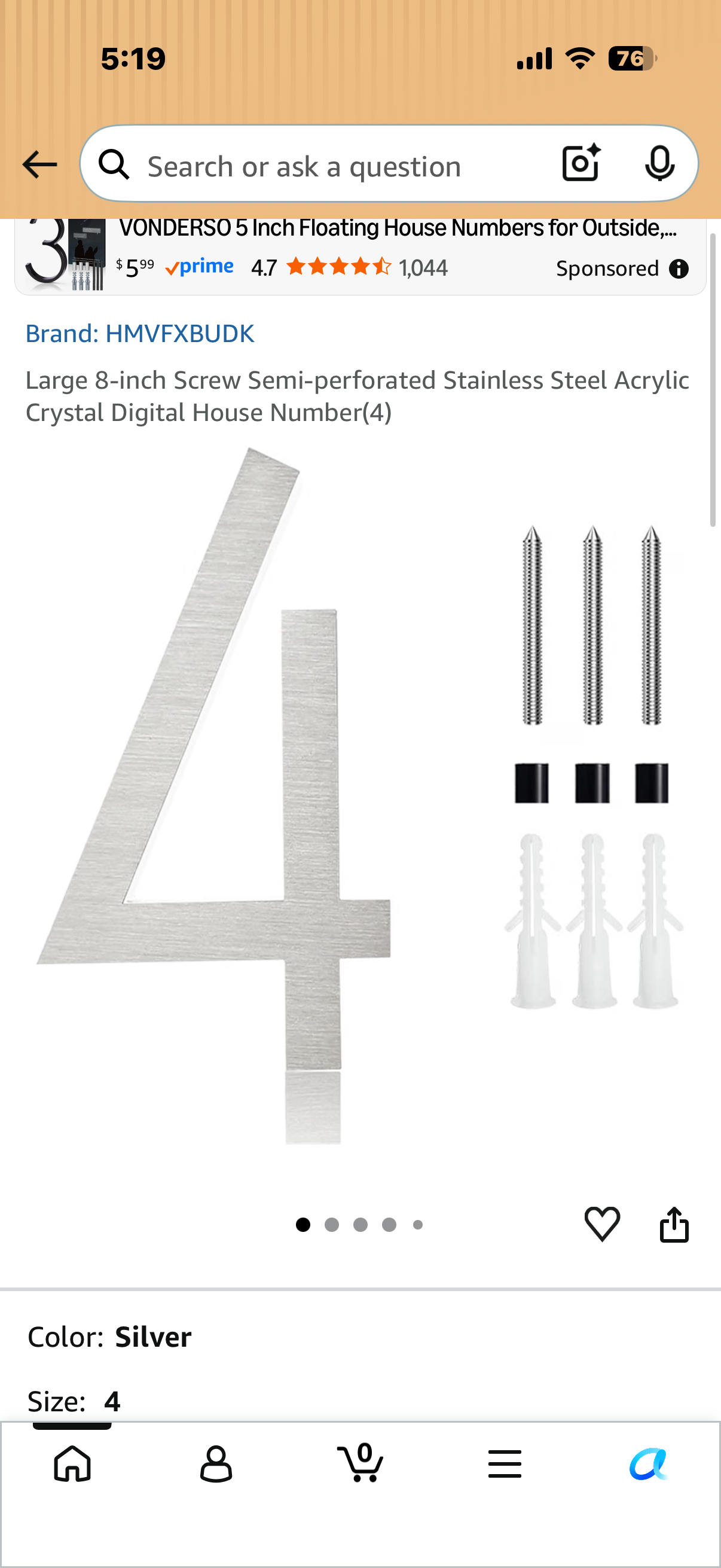 Large 8-inch Screw Semi-perforated Stainless Steel House Signage