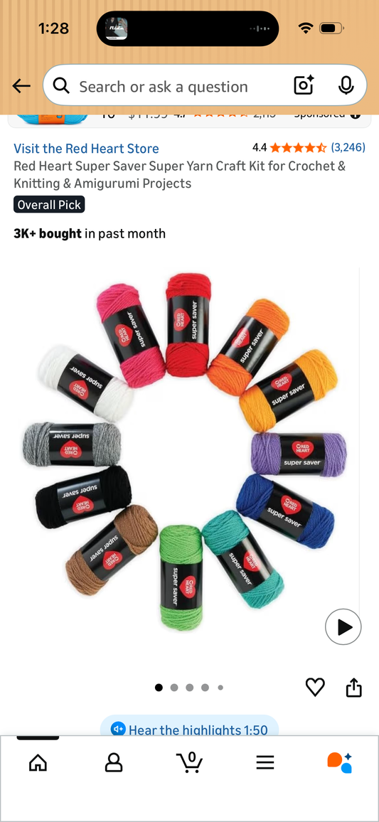 Red Heart Super Saver Super Yarn Craft Kit for Crochet & Knitting & Amigurumi Projects
