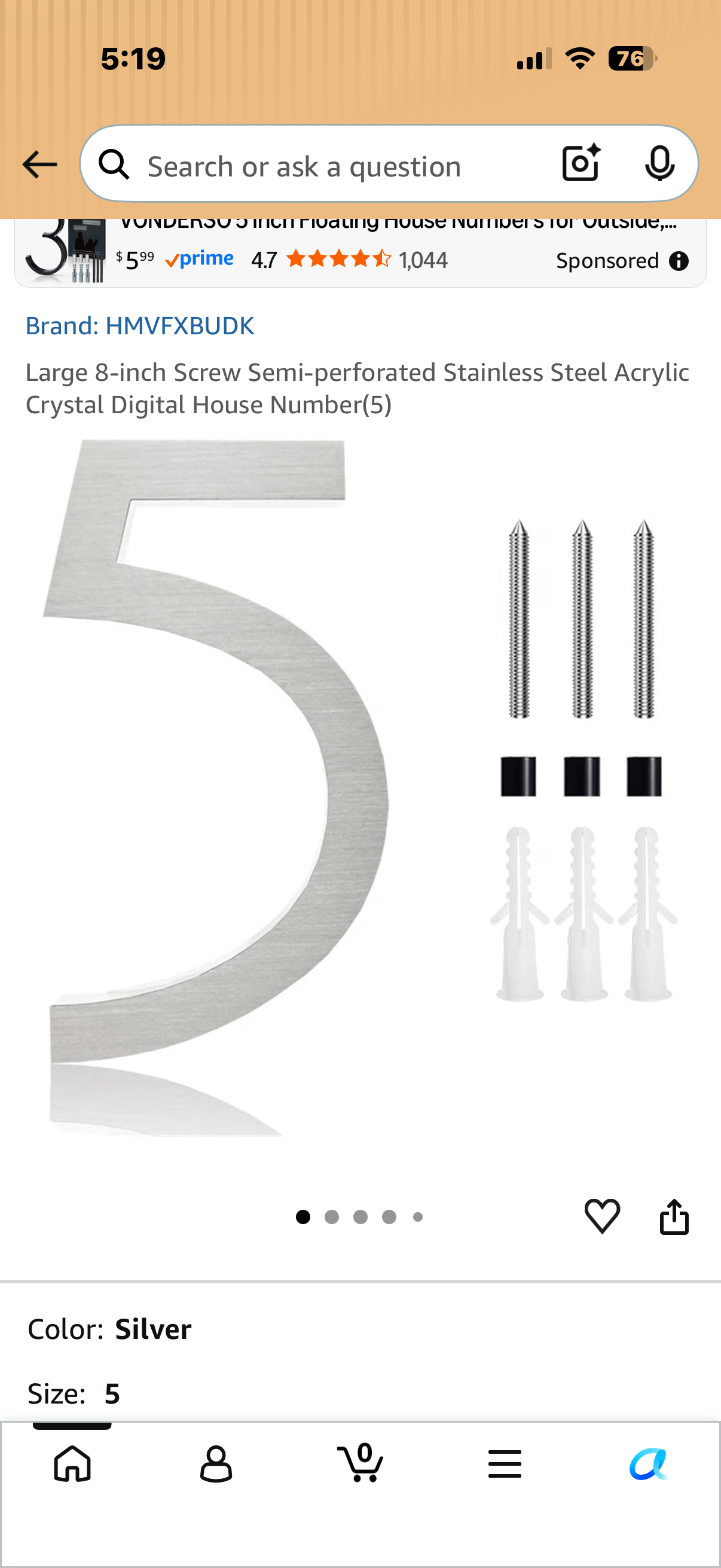 Large 8-inch Screw Semi-perforated Stainless Steel House Signage