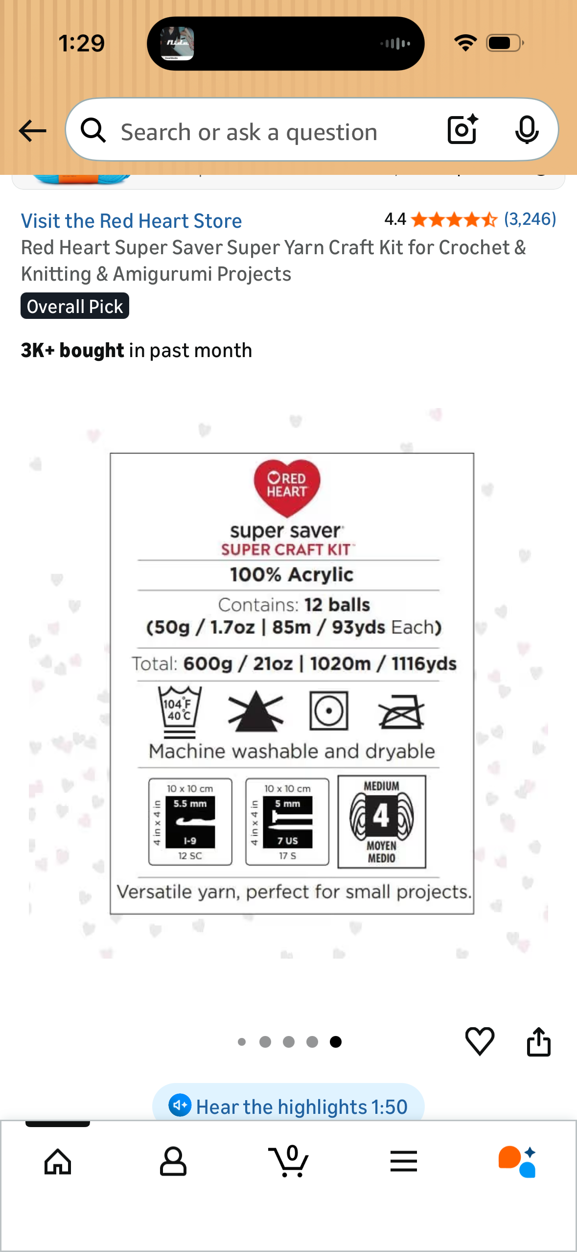 Red Heart Super Saver Super Yarn Craft Kit for Crochet & Knitting & Amigurumi Projects
