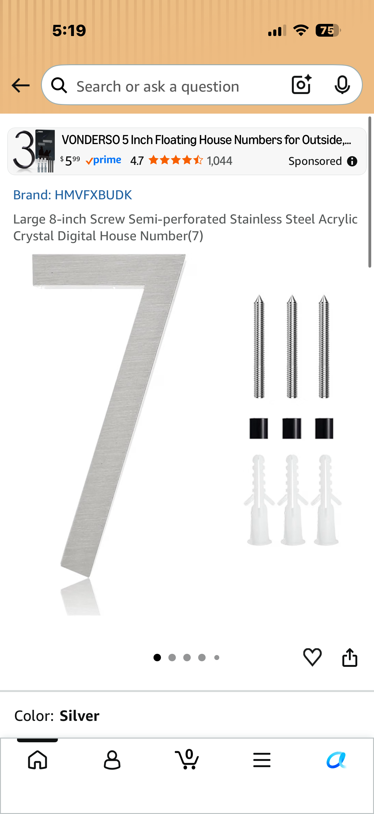 Large 8-inch Screw Semi-perforated Stainless Steel House Signage