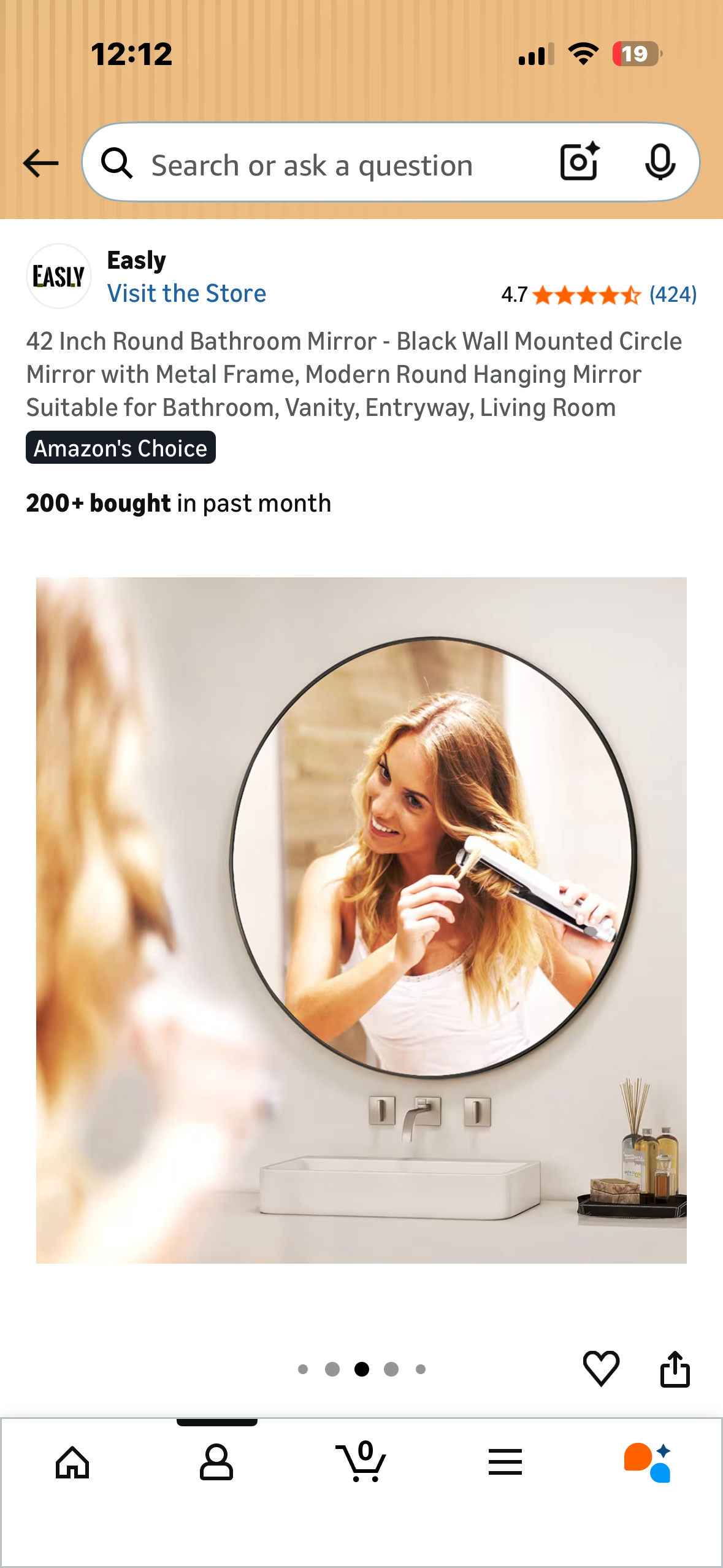 42 Inch Round Bathroom Mirror - Black Wall Mounted Circle Mirror with Metal Frame, Modern Round Hanging Mirror Suitable for Bathroom, Vanity, Entryway, Living Room 
(M498)