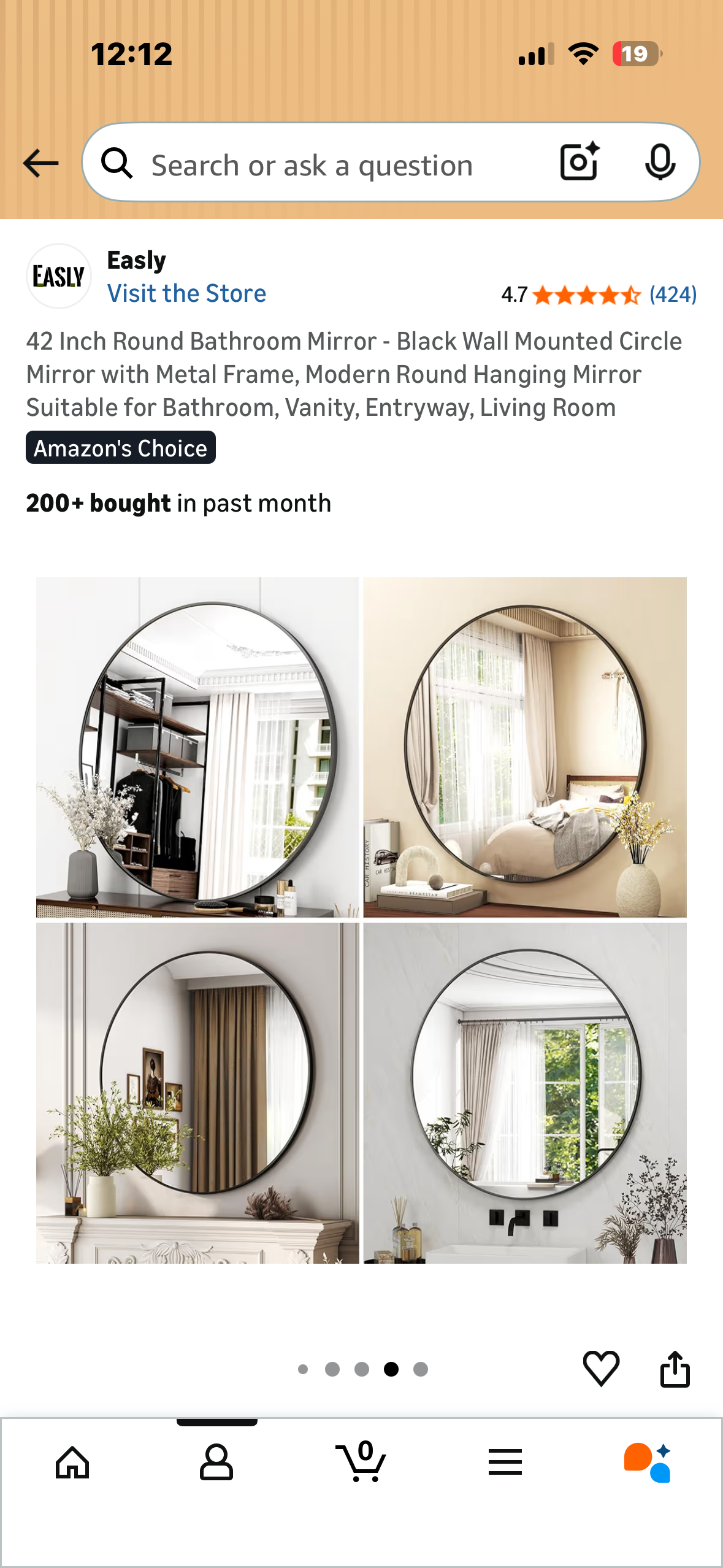 42 Inch Round Bathroom Mirror - Black Wall Mounted Circle Mirror with Metal Frame, Modern Round Hanging Mirror Suitable for Bathroom, Vanity, Entryway, Living Room 
(M498)