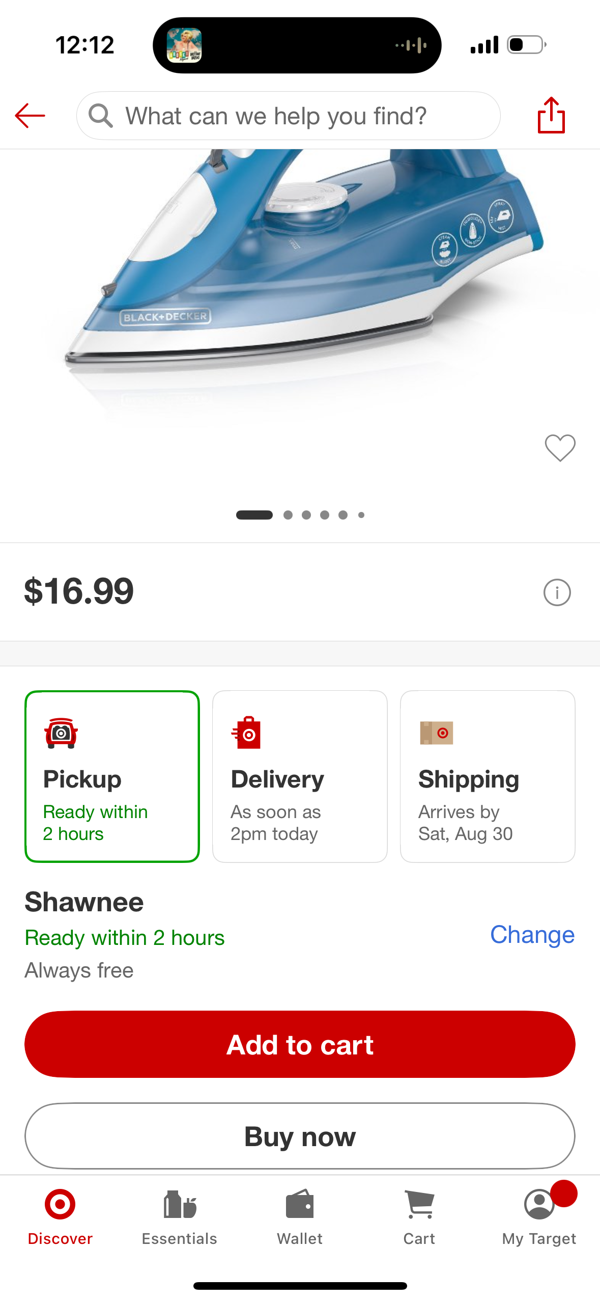 BLACK+DECKER Steam Iron - White: Nonstick Soleplate, Variable Steam, 1200W, Pivoting Cord, 2-Year Warranty, 8ft Cord Length