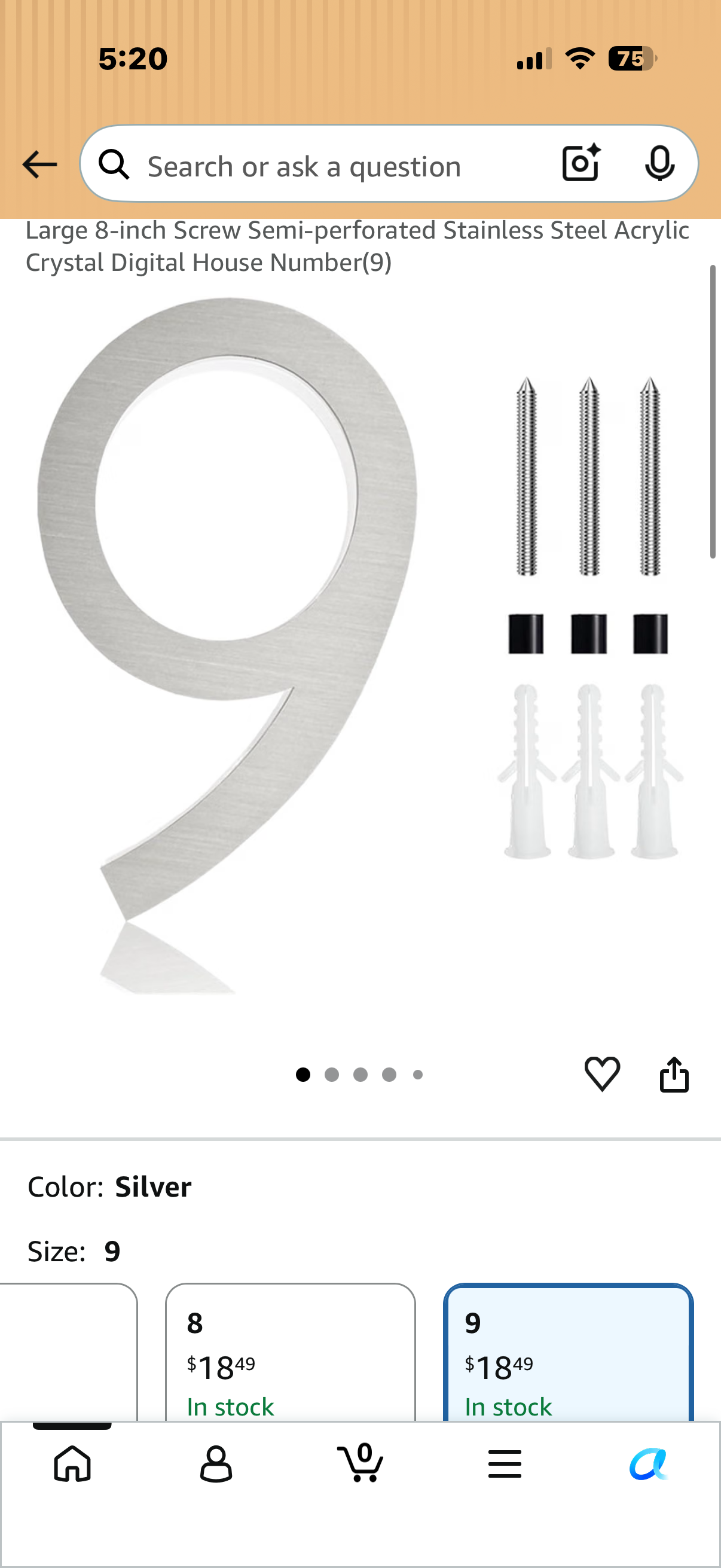 Large 8-inch Screw Semi-perforated Stainless Steel House Signage