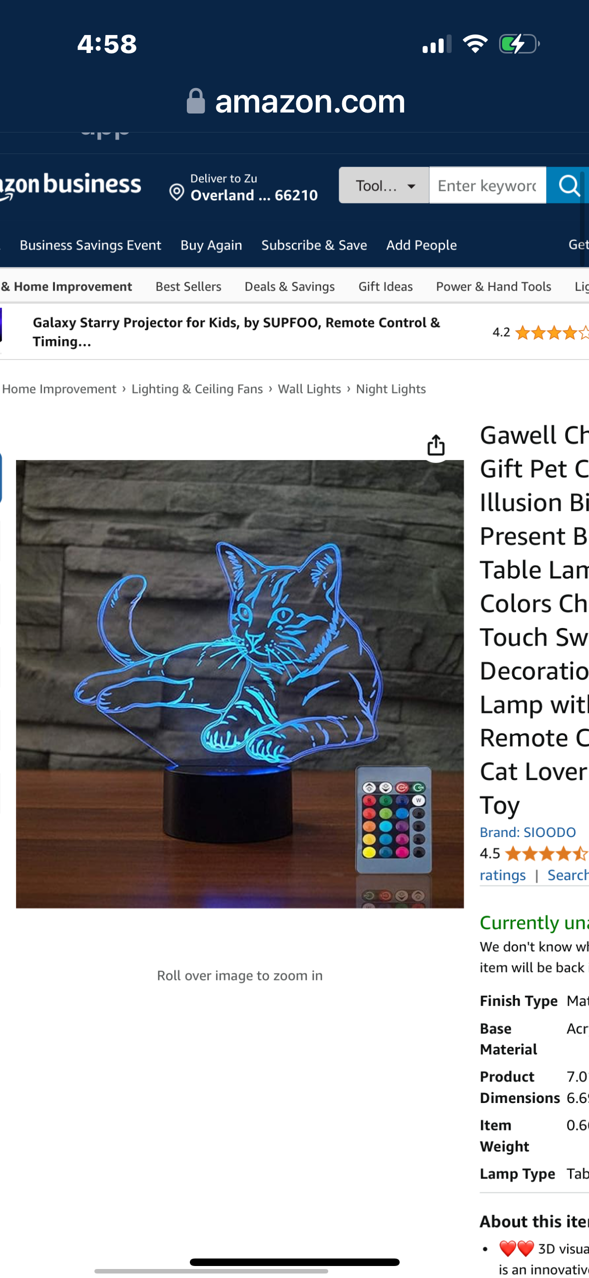 Cat 3D Illusion Birthday Present Beside Table Lamp, 16 Colors Changing Touch Switch Decoration Night Lamp with Remote Control Cat Lover Theme Toy