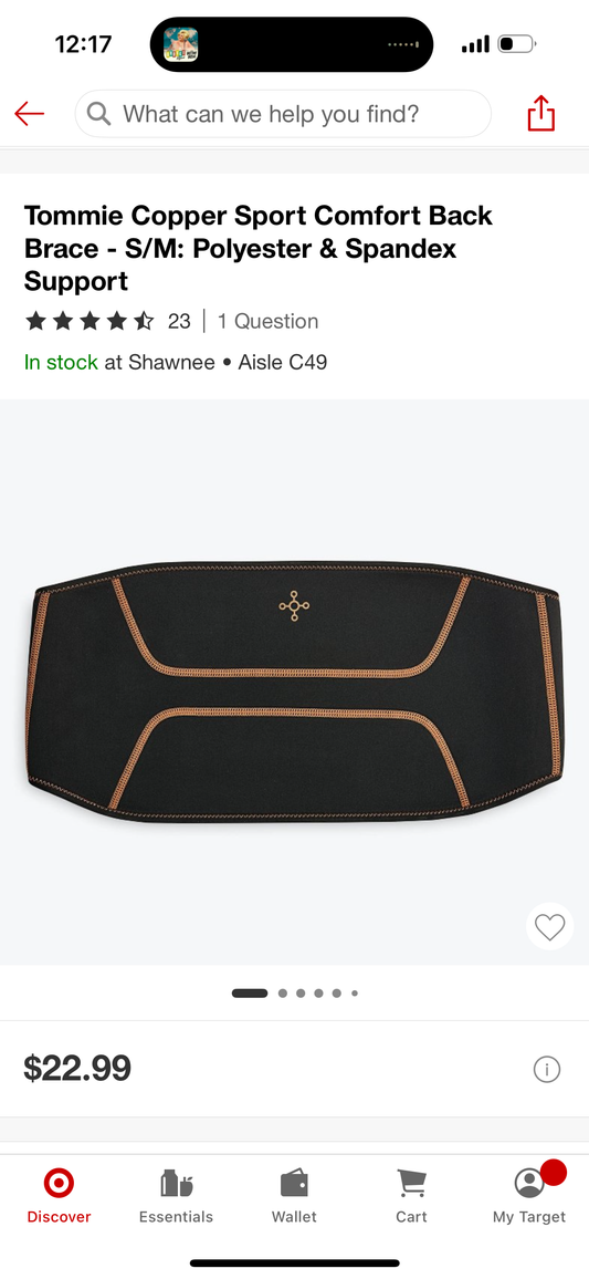 Copper Sport Comfort Back Brace: Polyester & Spandex Support (Size Small/Medium)