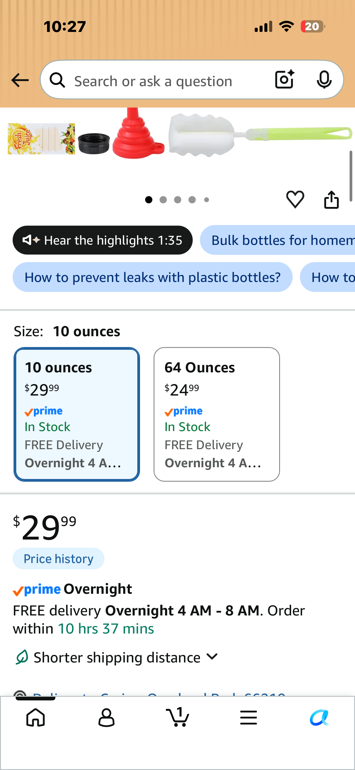 35pcs 10oz Empty Plastic Juice Bottles with Caps, Reusable PET Food Grade Drink Bottles with Leak-Proof Tamper Evident Caps for Homemade Drinks, Smoothies, Milk