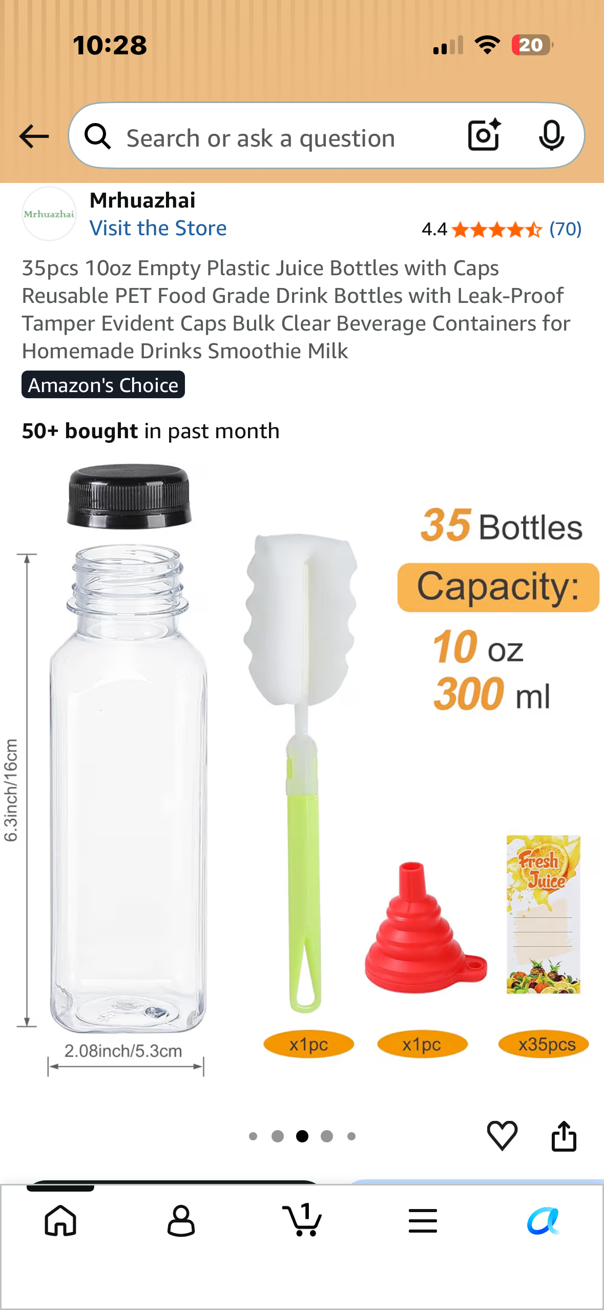 35pcs 10oz Empty Plastic Juice Bottles with Caps, Reusable PET Food Grade Drink Bottles with Leak-Proof Tamper Evident Caps for Homemade Drinks, Smoothies, Milk