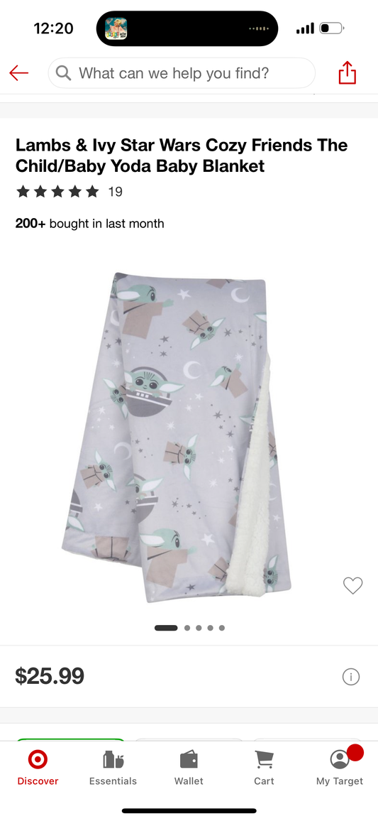 Lambs & Ivy Star Wars Cozy Friends The Child/Baby Yoda Baby Blanket