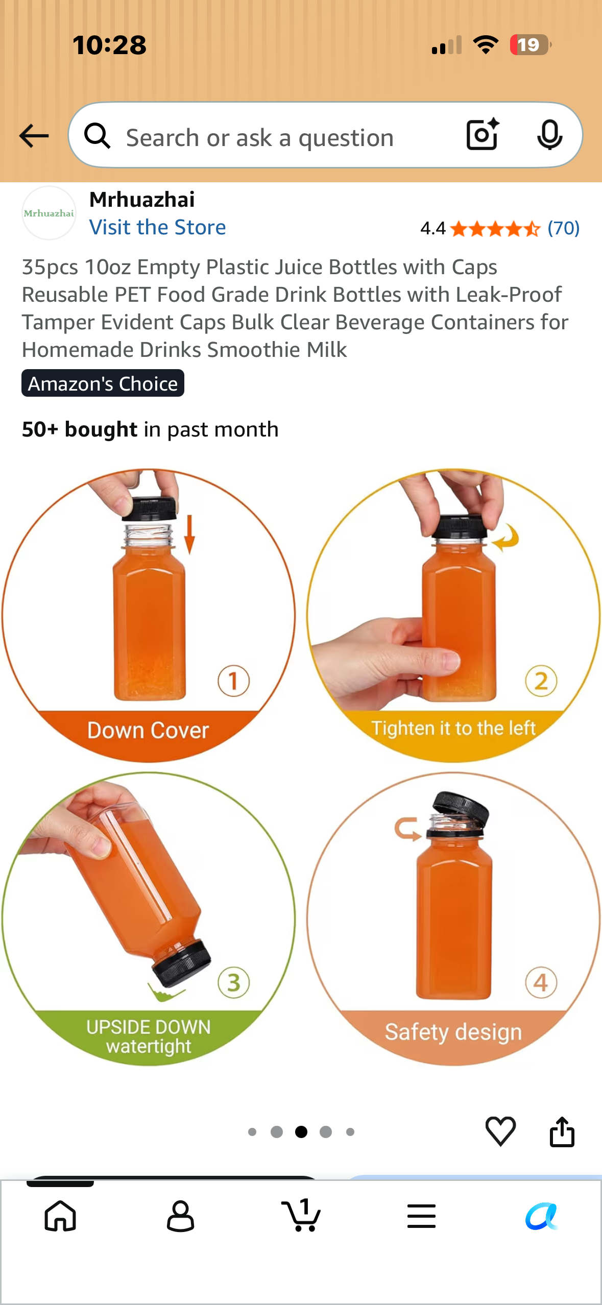 35pcs 10oz Empty Plastic Juice Bottles with Caps, Reusable PET Food Grade Drink Bottles with Leak-Proof Tamper Evident Caps for Homemade Drinks, Smoothies, Milk