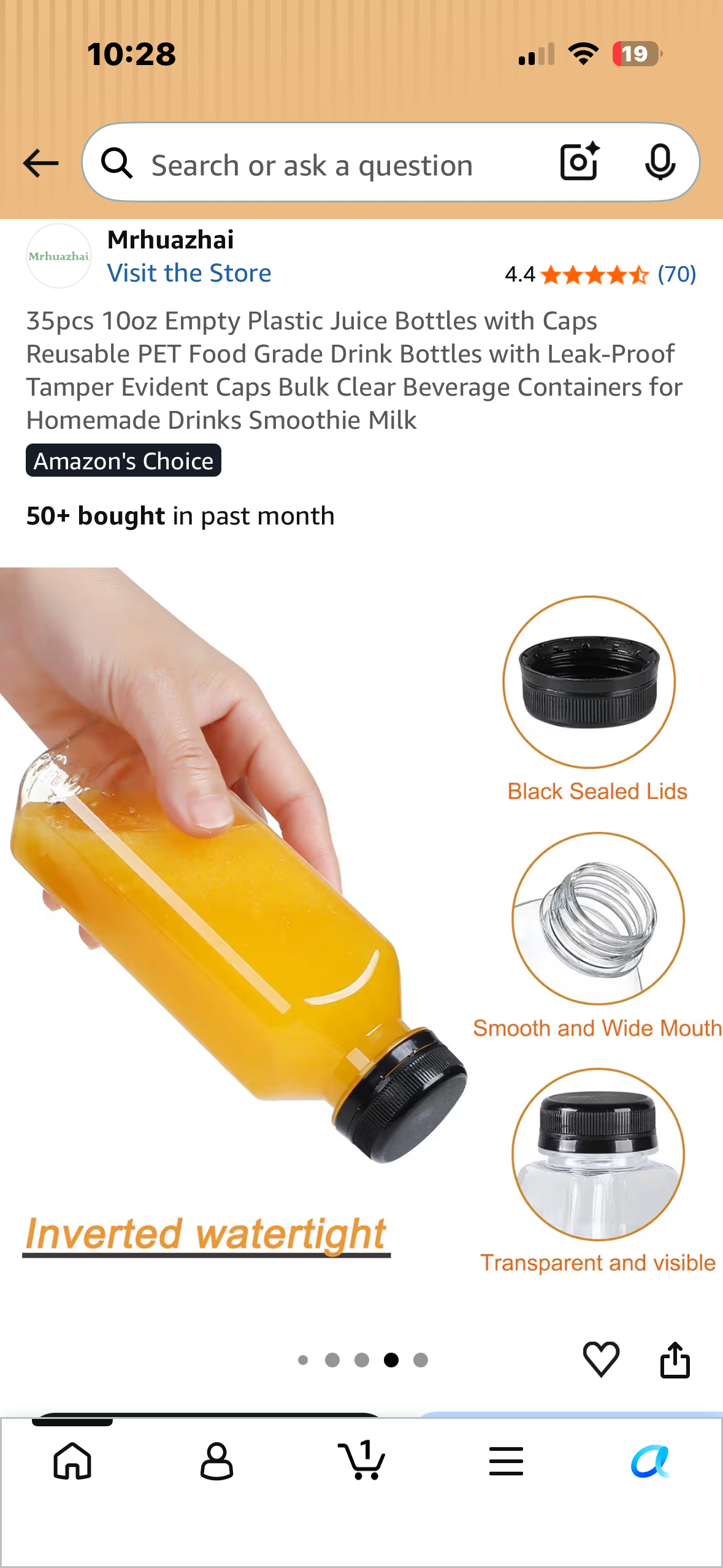 35pcs 10oz Empty Plastic Juice Bottles with Caps, Reusable PET Food Grade Drink Bottles with Leak-Proof Tamper Evident Caps for Homemade Drinks, Smoothies, Milk