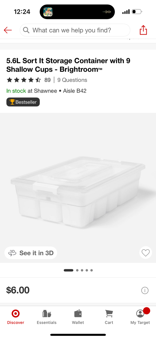 5.6L Sort It Storage Container with 9 Shallow Cups - Brightroom™
