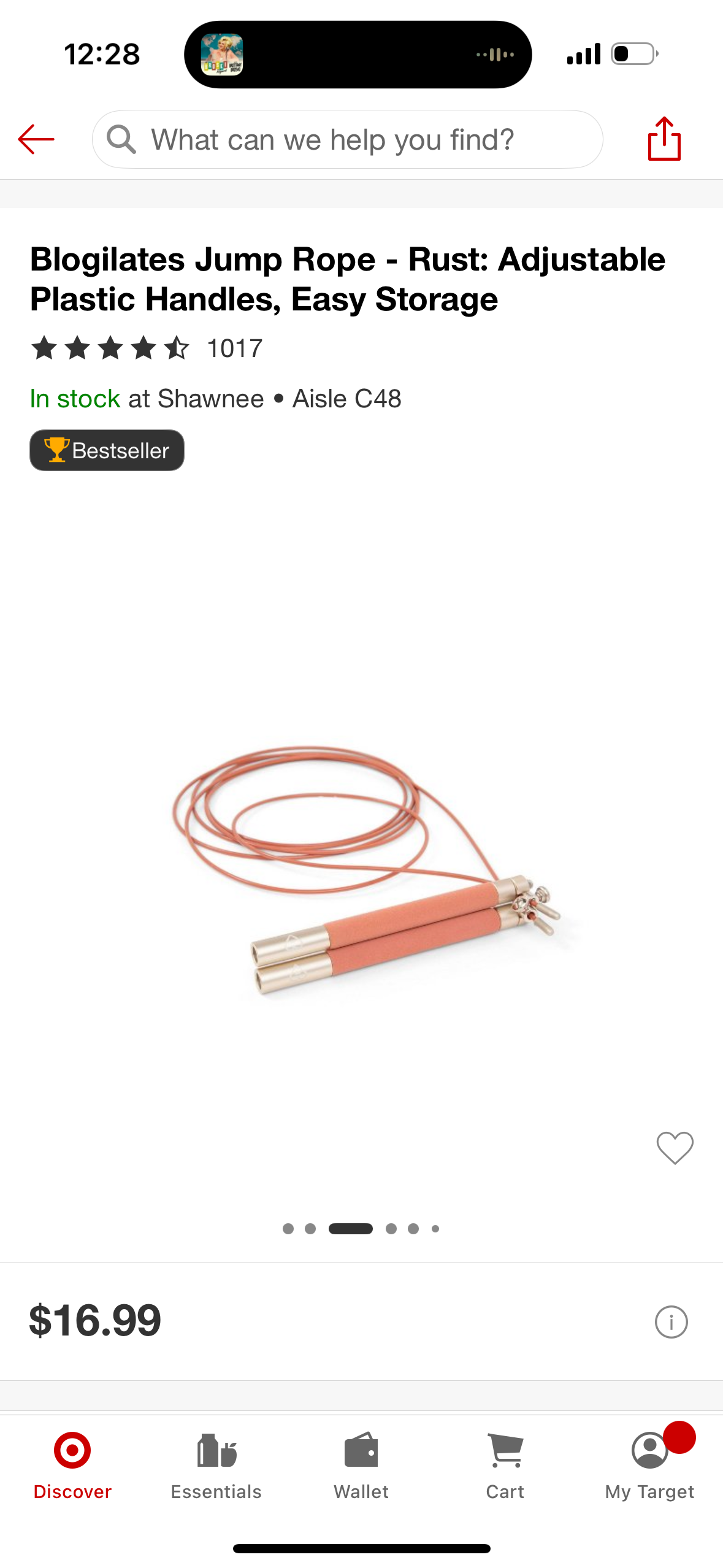 Blogilates Jump Rope - Rust: Adjustable Plastic Handles, Easy Storage