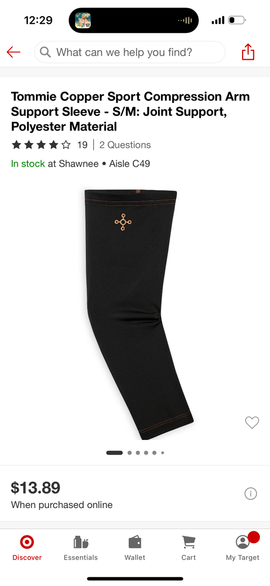 Tommie Copper Sport Compression Arm Support Sleeve - S/M: Joint Support, Polyester Material