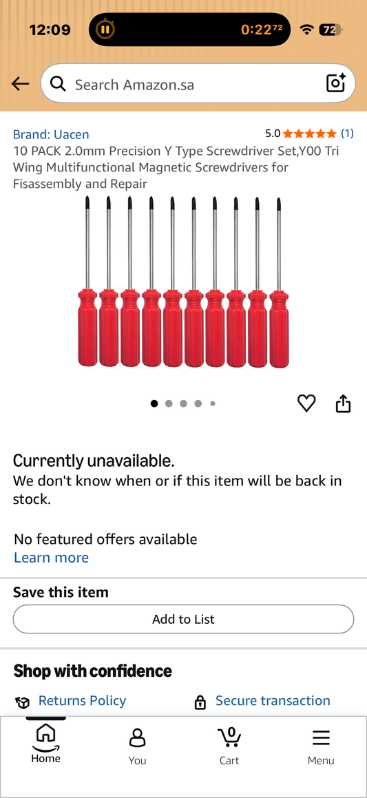 10 PACK 2.0mm Precision Y Type Screwdriver Set,Y00 Tri Wing Multifunctional Magnetic Screwdrivers for Fisassembly and Repair