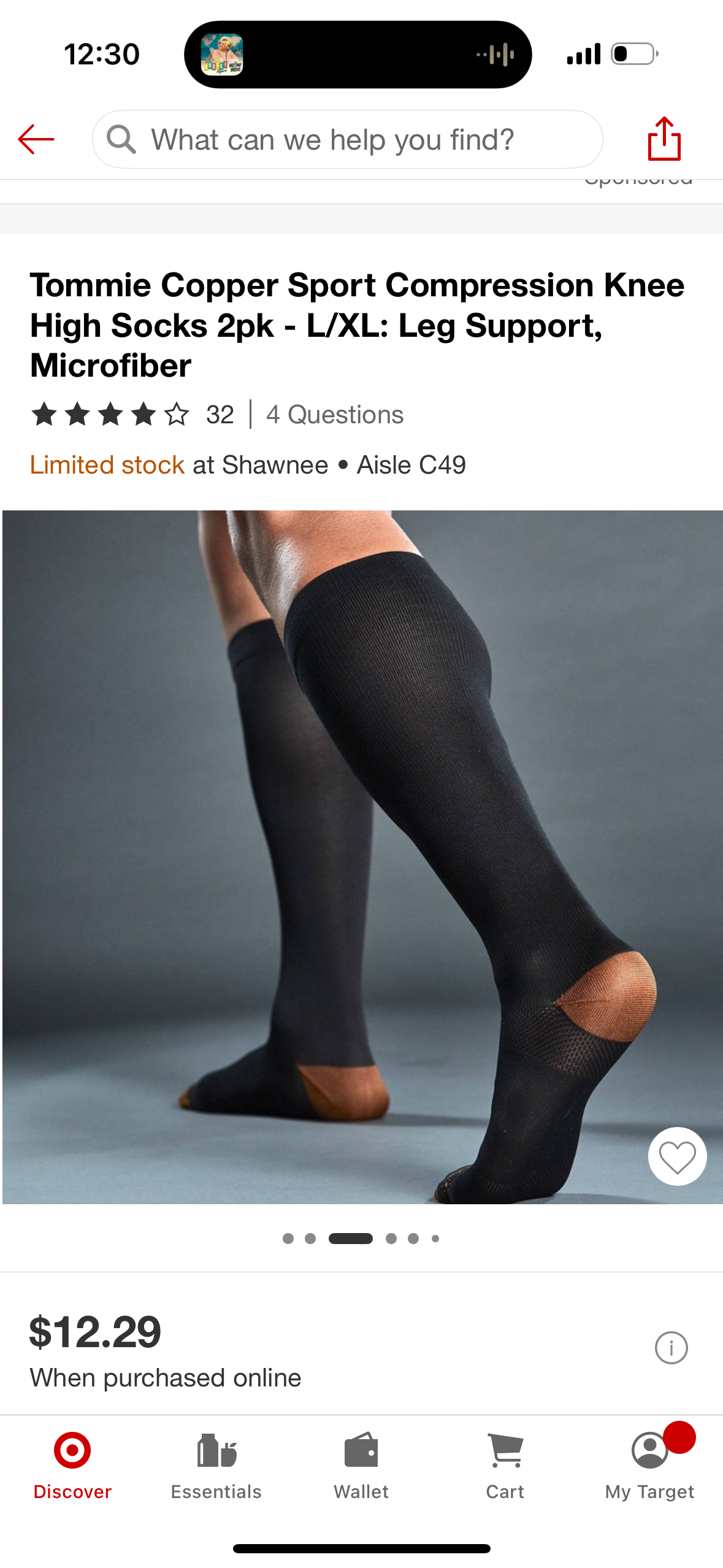 Tommie Copper Sport Compression Knee High Socks 2pk - L/XL: Leg Support, Microfiber