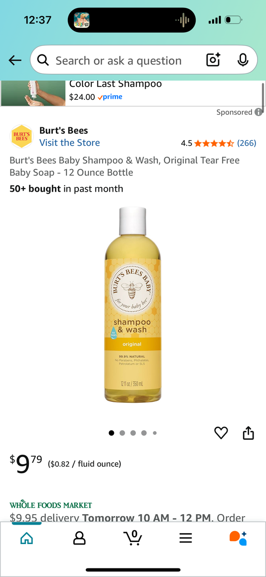 Burt's Bees Baby Shampoo & Wash, Original Tear Free Baby Soap - 12 Ounce Bottle