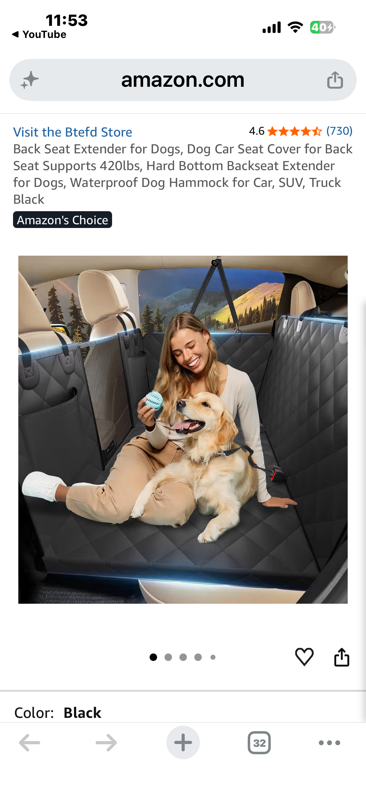 Back Seat Extender for Dogs, a Car Seat Cover for Back Seat Supports 420lbs, Hard Bottom Backseat Extender for Dogs, Waterproof Dog Hammock for Car, SUV, Truck Black