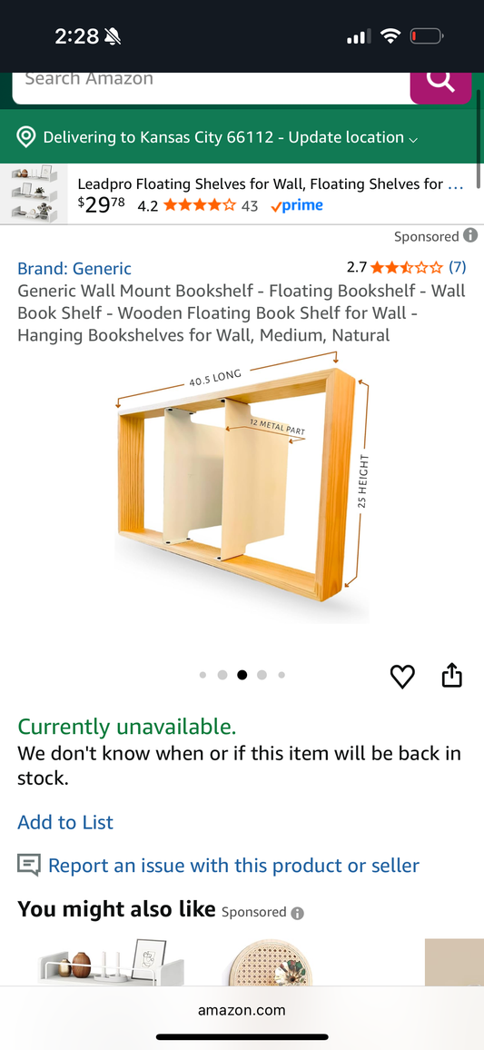 Generic Wall Mount Bookshelf - Floating Bookshelf - Wall Book Shelf - Wooden Floating Book Shelf for Wall - Hanging Bookshelves for Wall, Medium, Natural