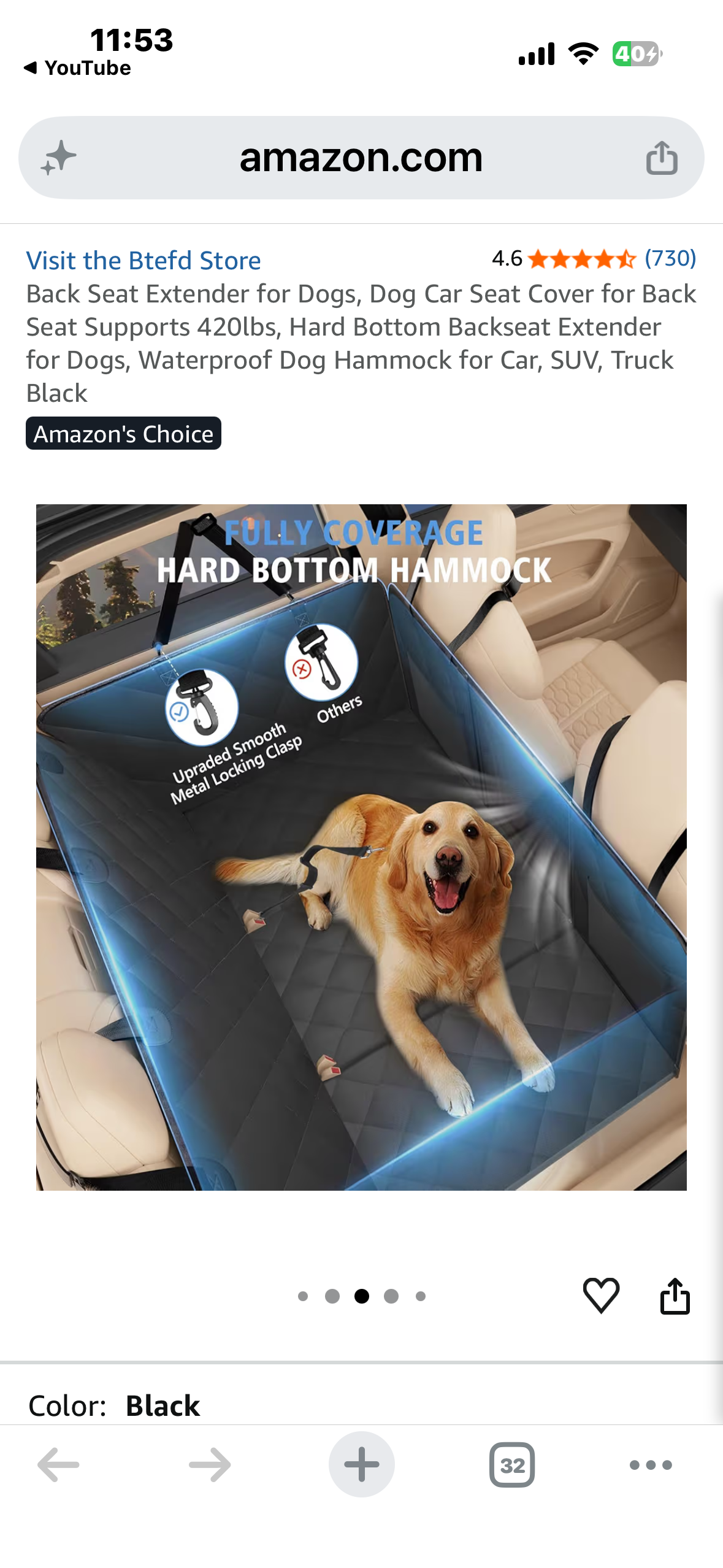 Back Seat Extender for Dogs, a Car Seat Cover for Back Seat Supports 420lbs, Hard Bottom Backseat Extender for Dogs, Waterproof Dog Hammock for Car, SUV, Truck Black