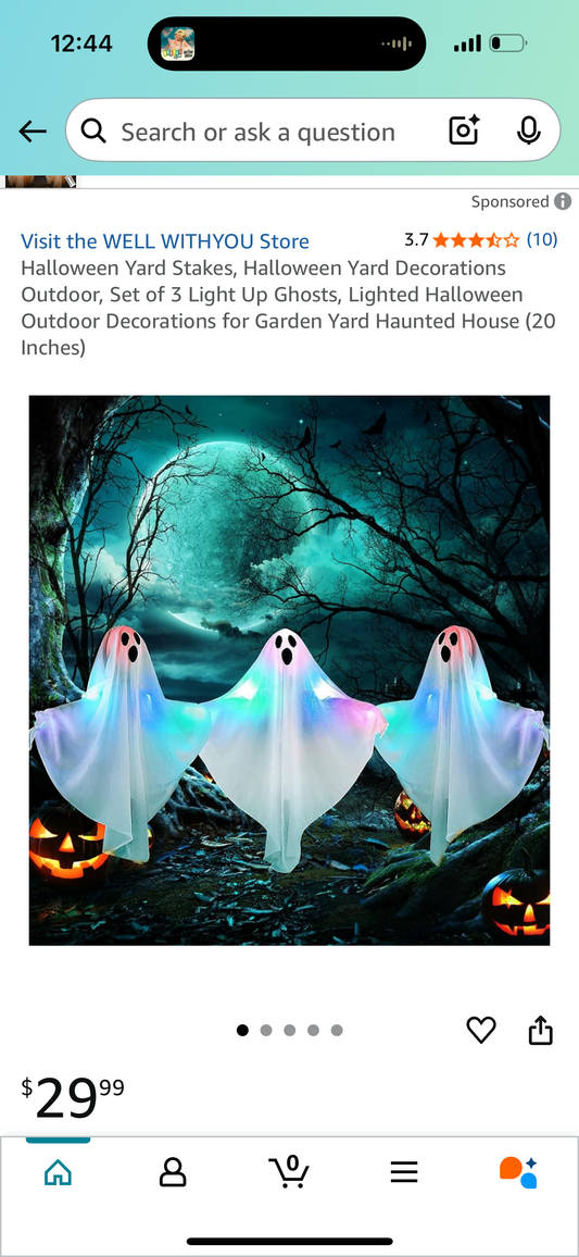 Halloween Yard Stakes, Halloween Yard Decorations Outdoor, Set of 3 Light Up Ghosts, Lighted Halloween Outdoor Decorations for Garden Yard Haunted House (20 Inches)