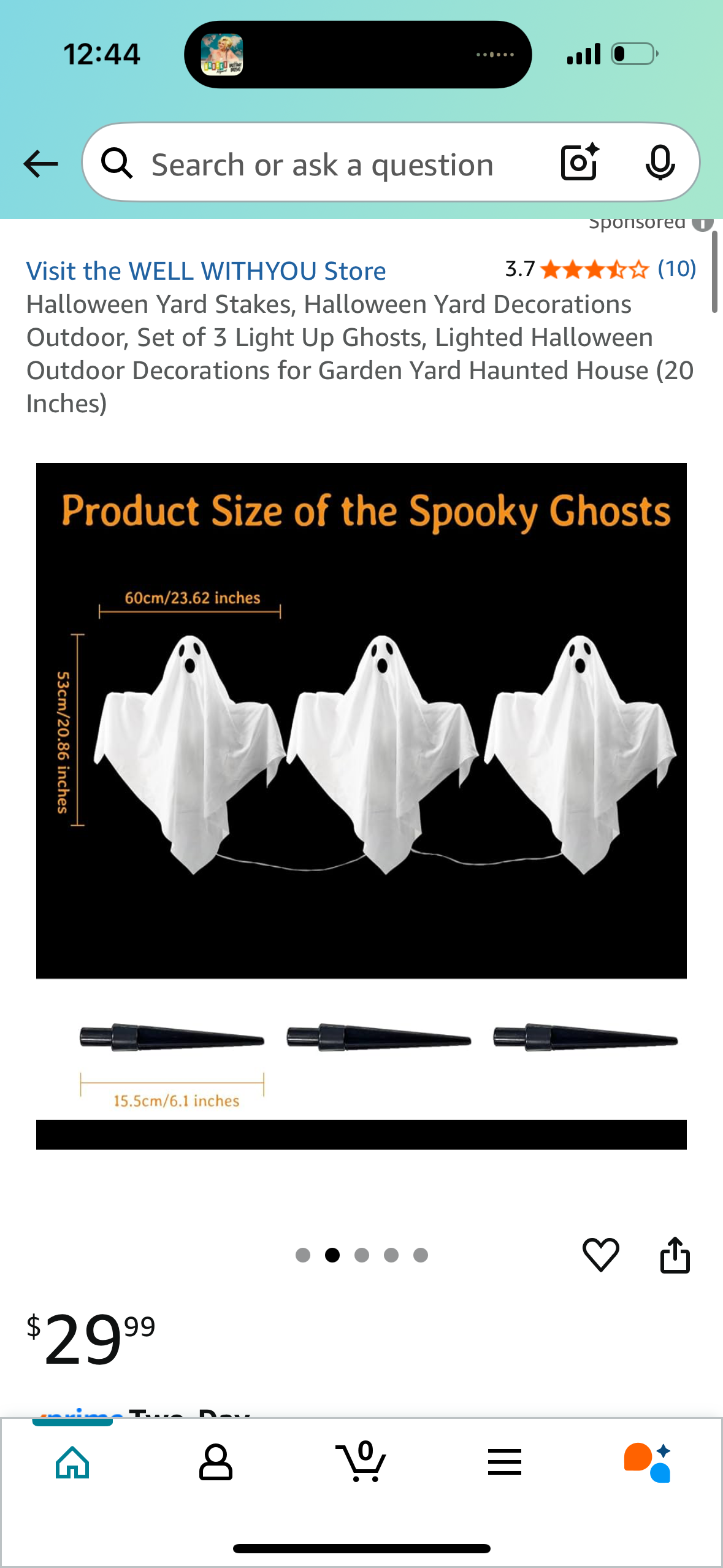 Halloween Yard Stakes, Halloween Yard Decorations Outdoor, Set of 3 Light Up Ghosts, Lighted Halloween Outdoor Decorations for Garden Yard Haunted House (20 Inches)