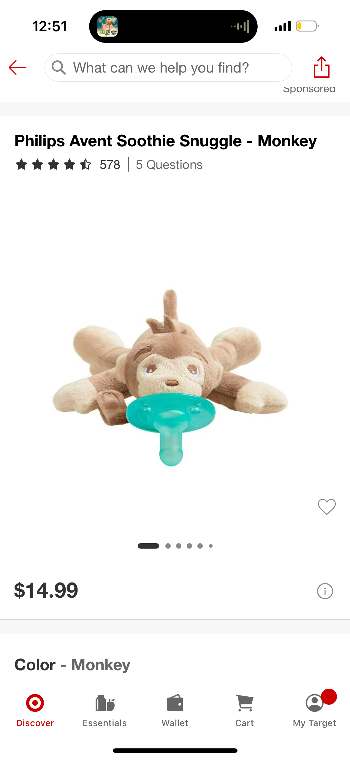 Philips Avent Soothie Snuggle - Monkey