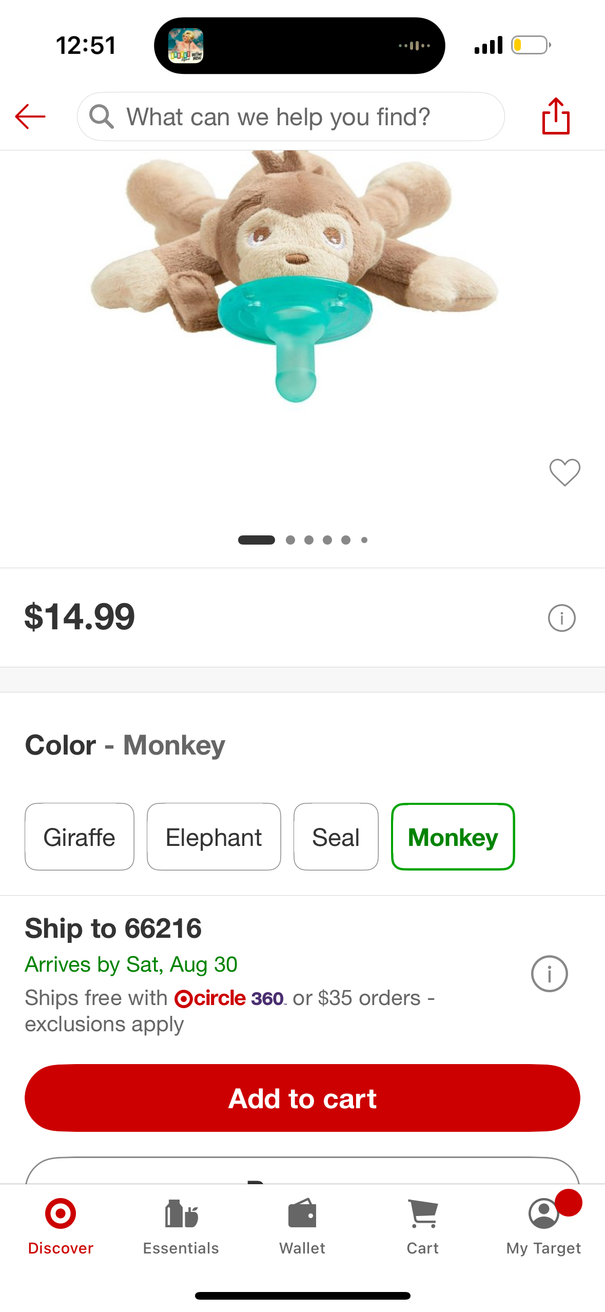 Philips Avent Soothie Snuggle - Monkey