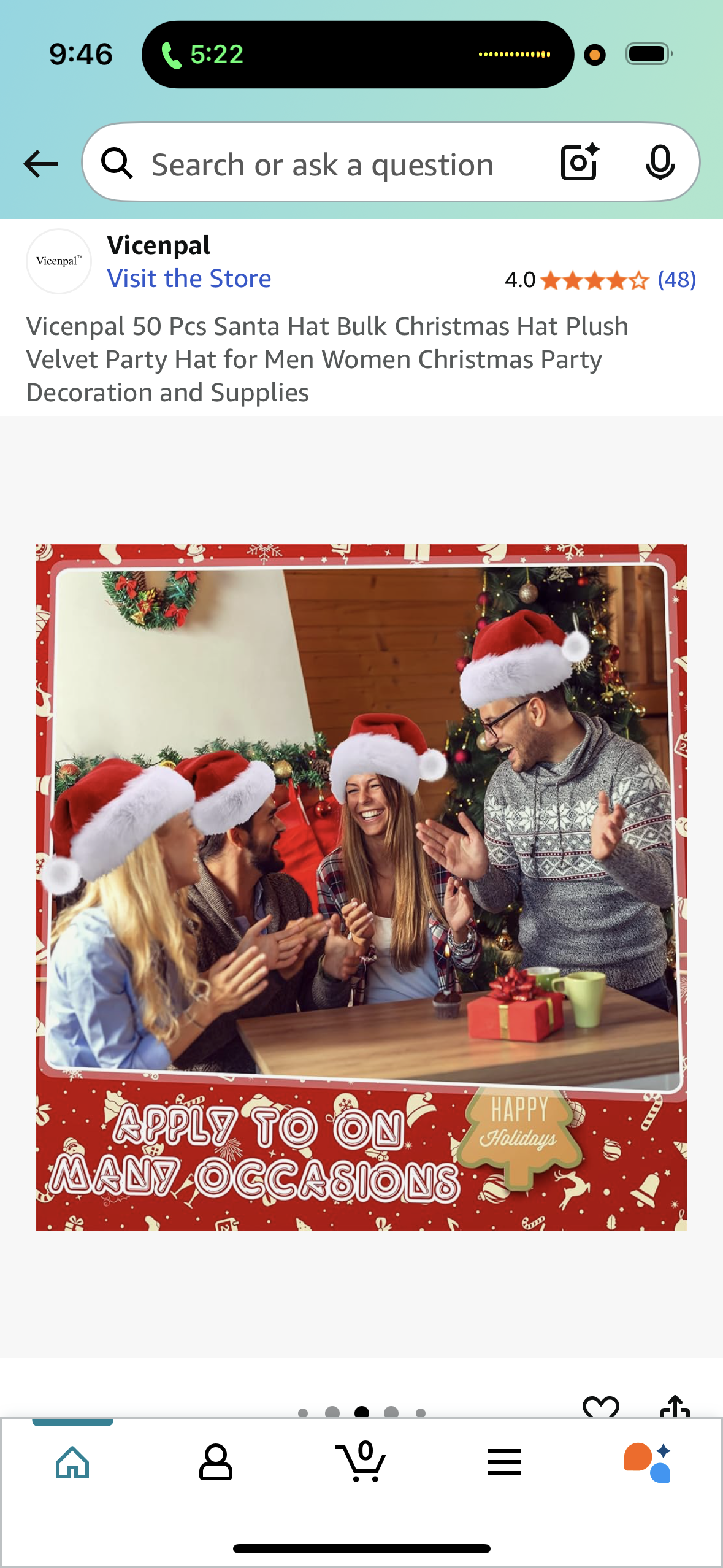 Vicenpal 50 Pcs Santa Hat Bulk Christmas Hat Plush Velvet Party Hat for Men Women Christmas Party Decoration and Supplies