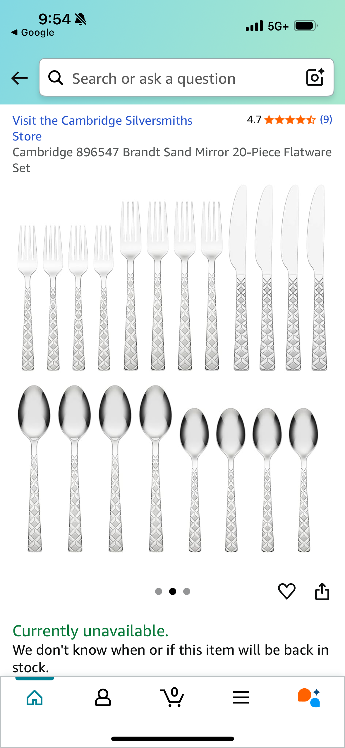 Cambridge 896547 Brandt Sand Mirror 20-Piece Flatware Set