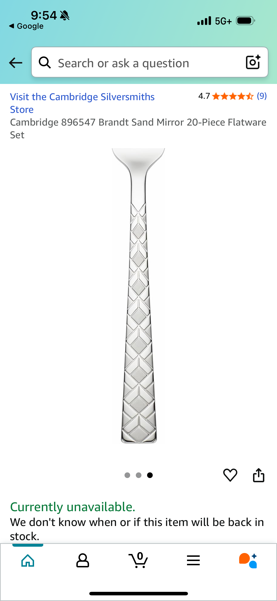 Cambridge 896547 Brandt Sand Mirror 20-Piece Flatware Set