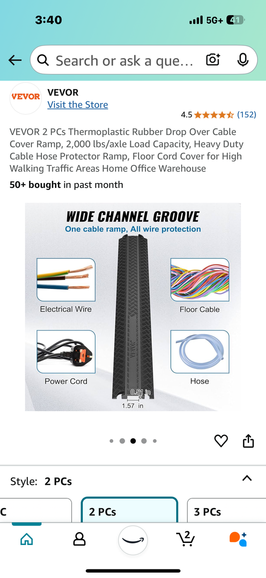 New - 2-Pack Rubber Cable Protector Ramp (G625)