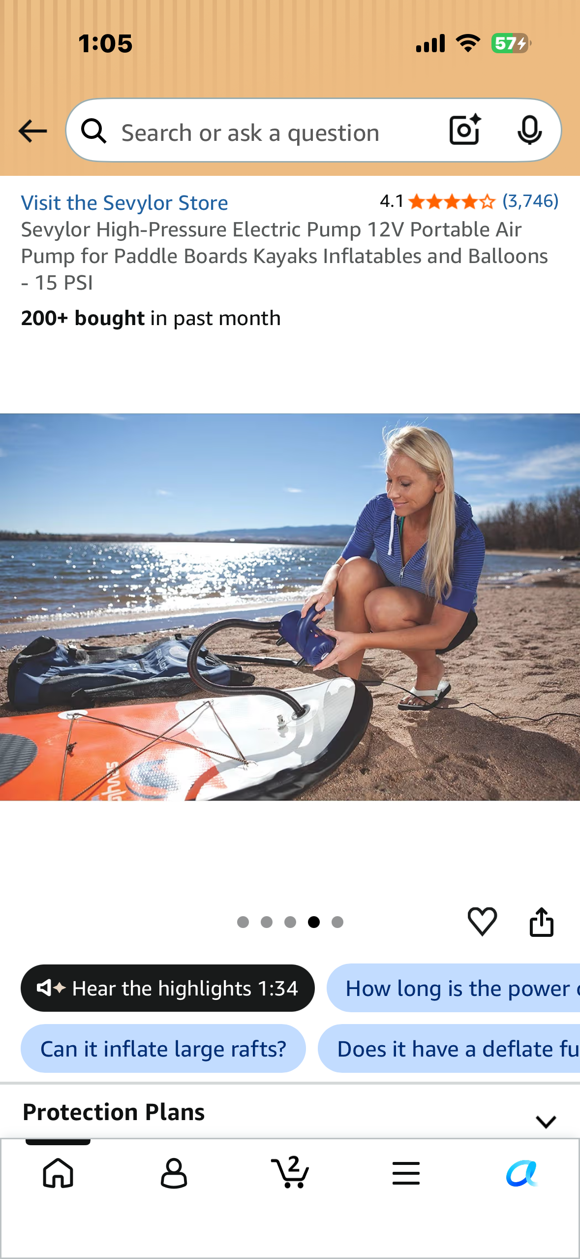 Sevylor High-Pressure Electric Pump 12V Portable Air Pump for Paddle Boards Kayaks Inflatables and Balloons - 15 PSI