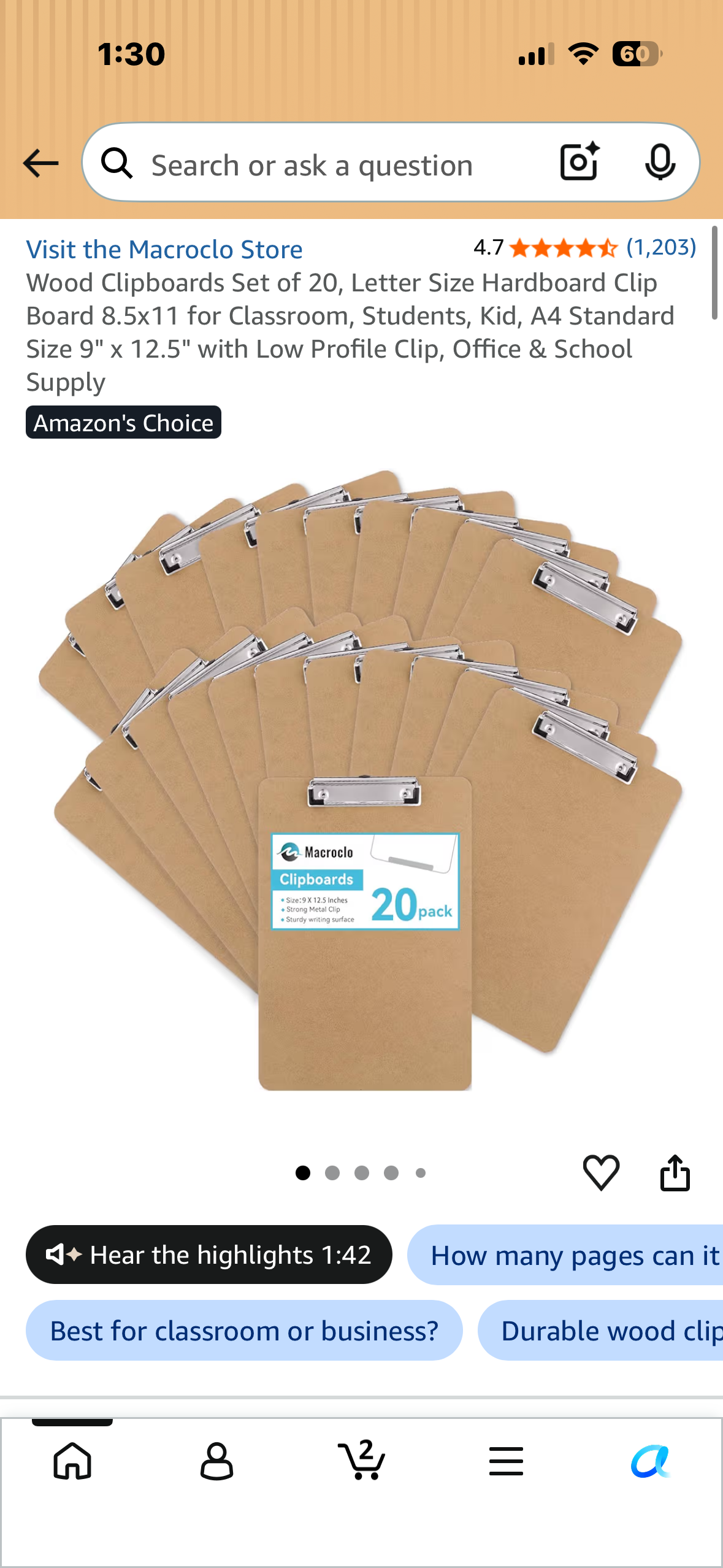 Set of 20 Wood Clipboards, Letter Size Hardboard Clip Board, Standard Size 9" x 12.5" with Low Profile Clip, Office & School Supply